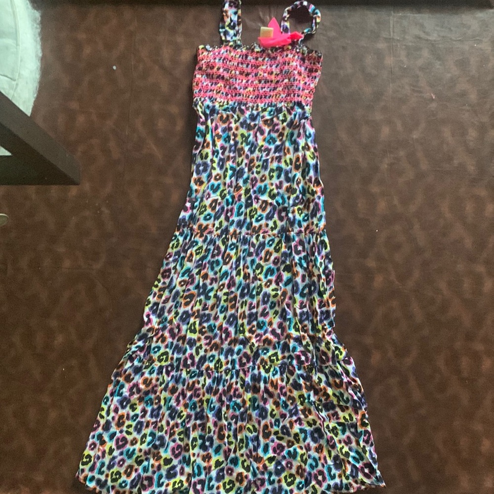 Faded Glory Girls XL Rainbow Leopard Print Maxi Dress
